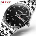 OLEVS 5570 Legierung Gehäuse Uhr Herren Mode Casual Herren Armbanduhr Wasserdichte Funktion Analog Stahl Gürtel Quarzuhr